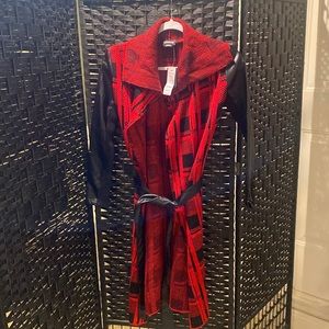 Womans Bebe Plaid Jacquard Coat Size Extra Small